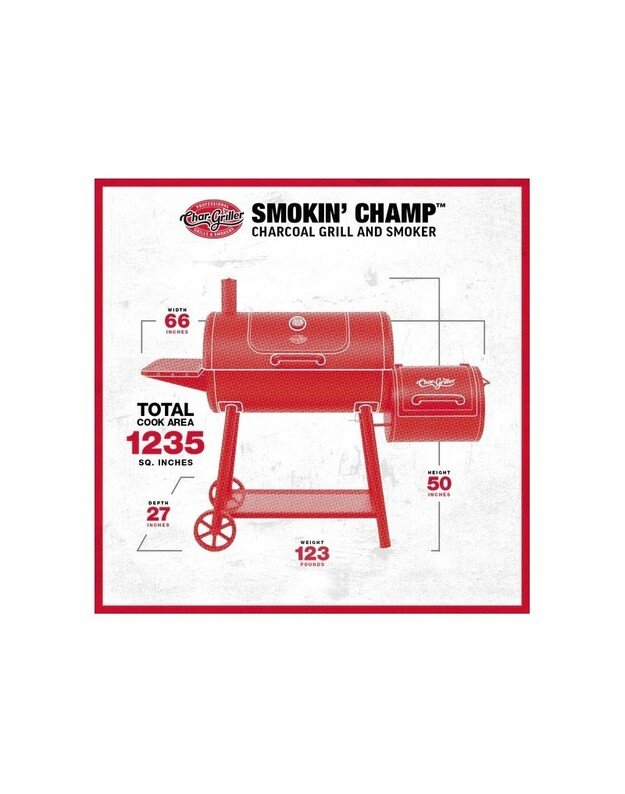 Lauko kepsninė-rūkykla Char-Griller Grand Champ Offset Smoker