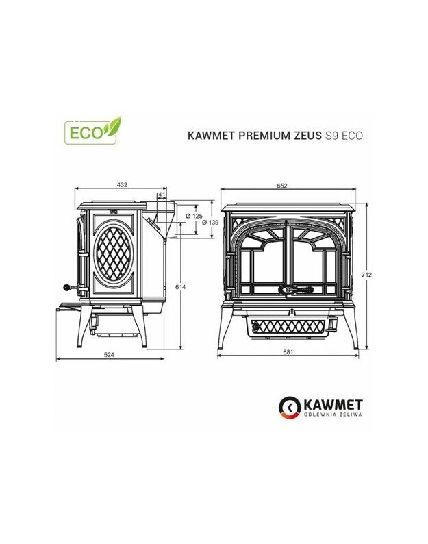 Ketaus krosnelė KAWMET Premium ZEUS S9 ECO