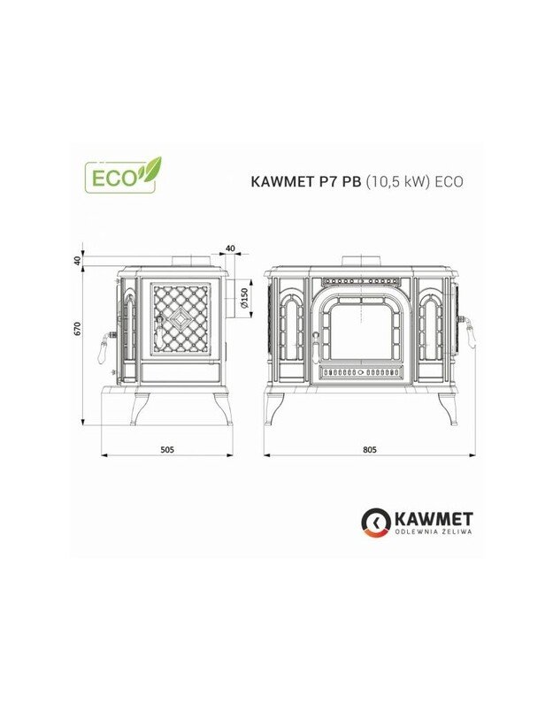 Ketaus krosnelė KAWMET P7 PB (10,5 kW) ECO 6