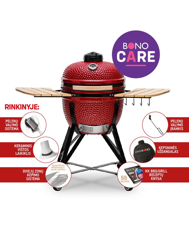 Kamado Bono MEDIA (raudona) 20"/ Ø52cm