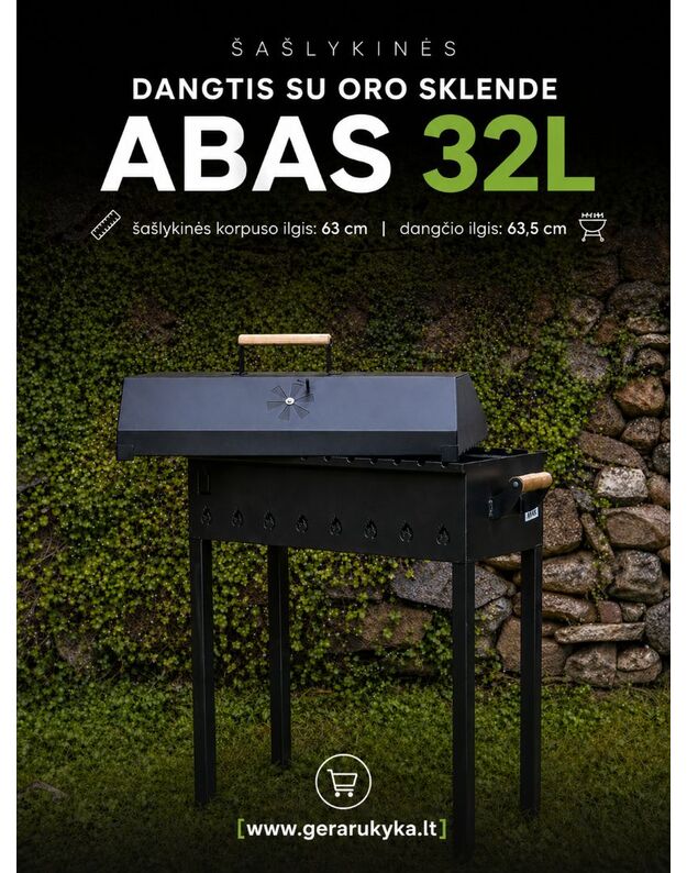 Šašlykinės ABAS 32L dangtis 63,5x30 cm