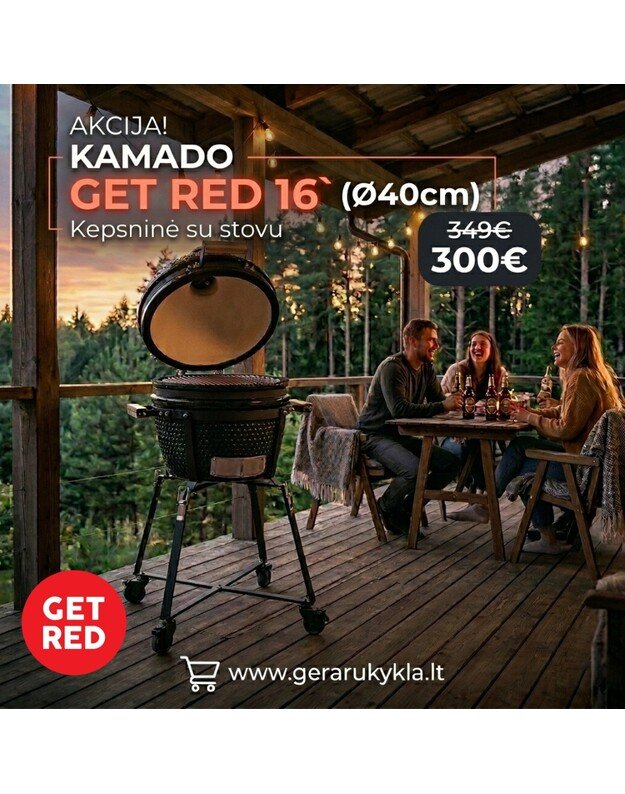 Kamado GET RED 16 (40cm) su stovu