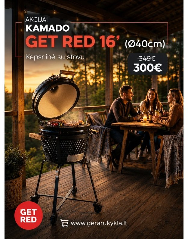 Kamado GET RED 16 (40cm) kepsninė su stovu
