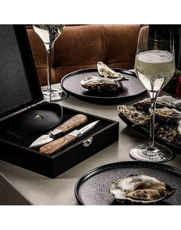 Austrių gliaudymo rinkinys Forged Oyster set Olive wood 5