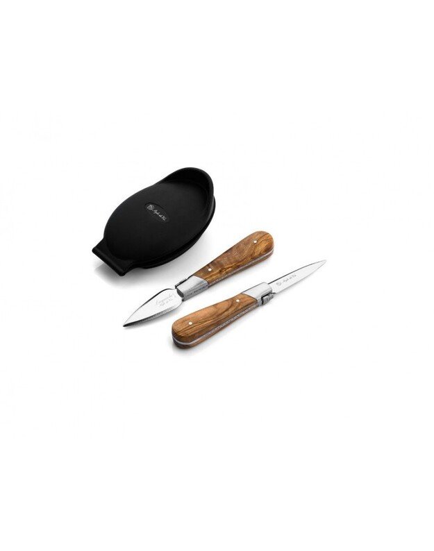 Austrių gliaudymo rinkinys Forged Oyster set Olive wood 3