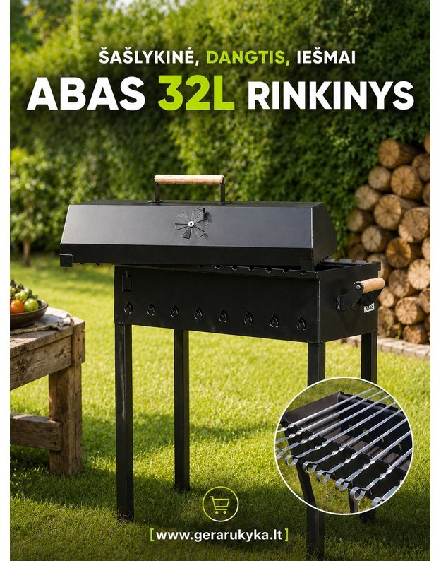 Šašlykinės ABAS 32L, dangčio ir iešmų rinkinys