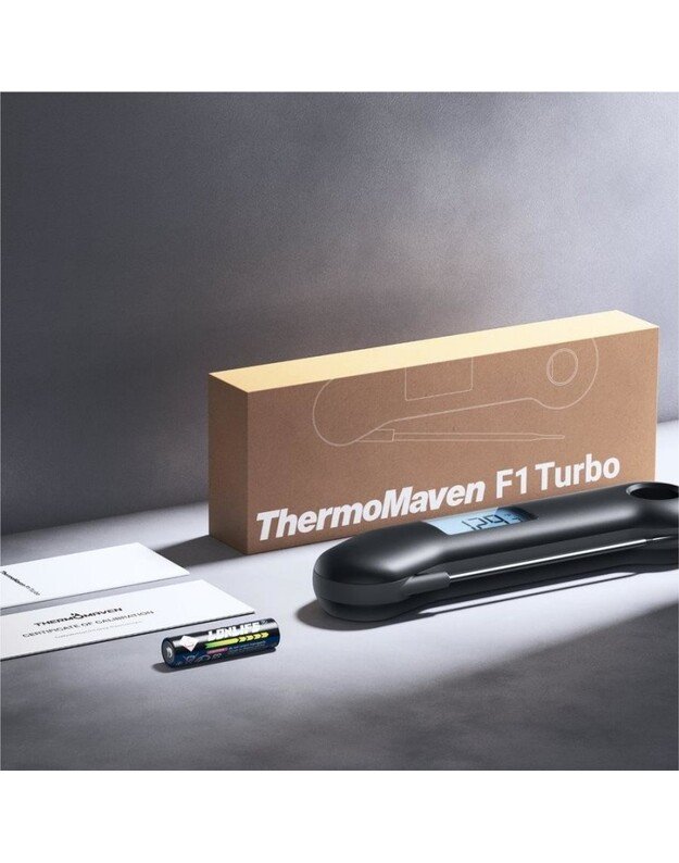 Momentinis mėsos termometras ypač greitas 0.5 sekundės nuskaitymo atsparus vandeniui ThermoMaven F1 Turbo