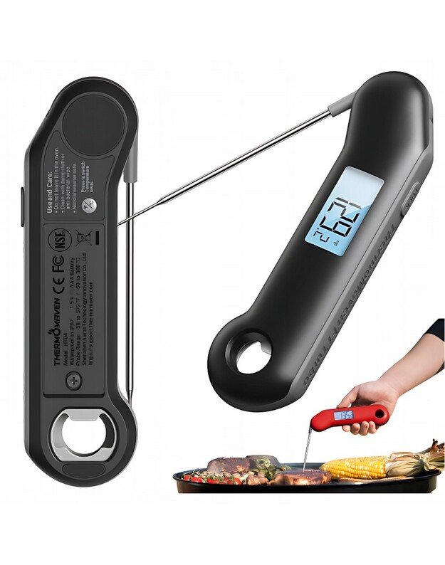 Momentinis mėsos termometras ypač greitas 0.5 sekundės nuskaitymo atsparus vandeniui ThermoMaven F1 Turbo