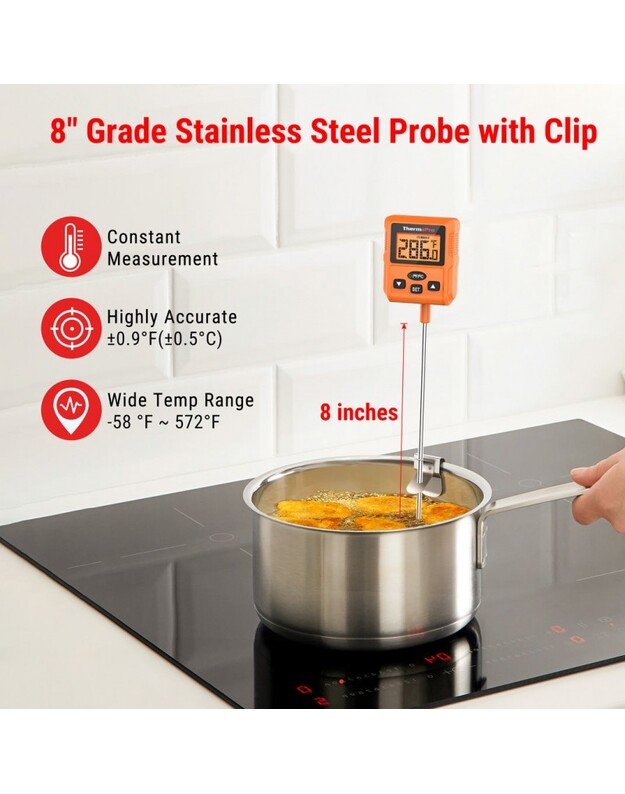 Skaitmeninis aliejaus ir saldainių termometras su zondu ThermoPro TP511