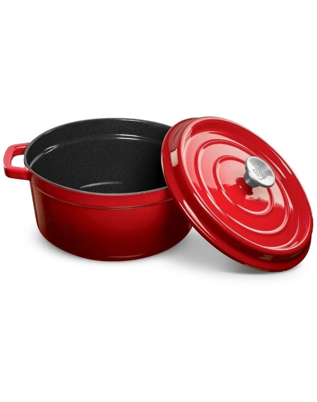 Grandfeu ketaus puodas, 4.7L, raudonas 2