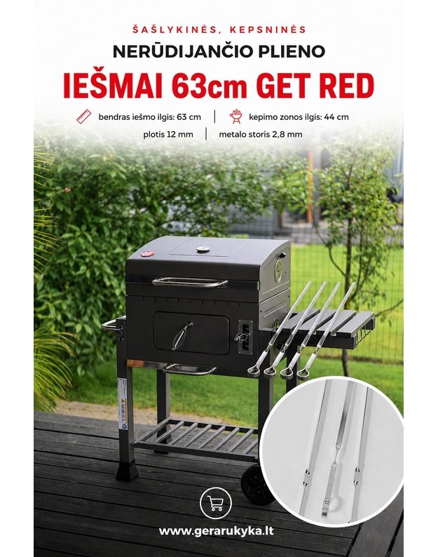 IEŠMAS GET RED 63 cm, nerūd. plienas