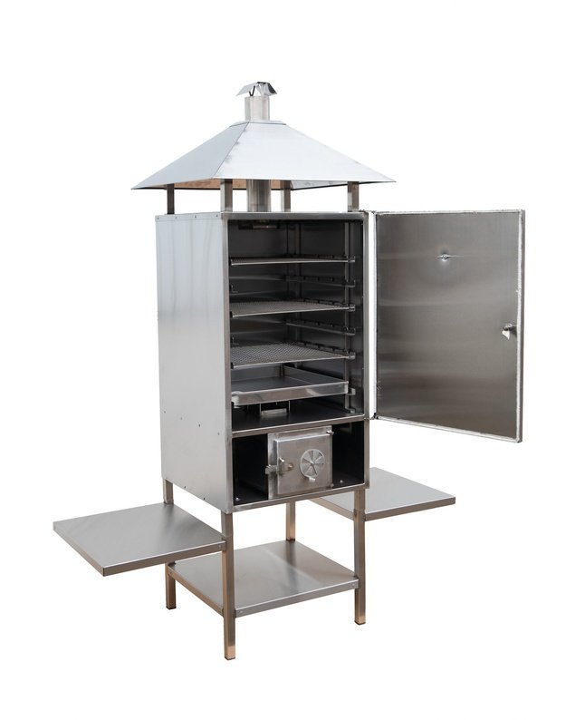 Rūkykla ABAS 200L INOX su stogeliu ir pakyla + DOVANOS
