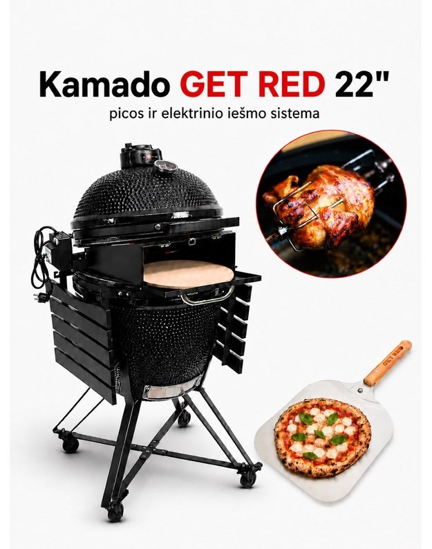 Picos ir elektrinio iešmo sistema Kamado GET RED 22` kepsninei