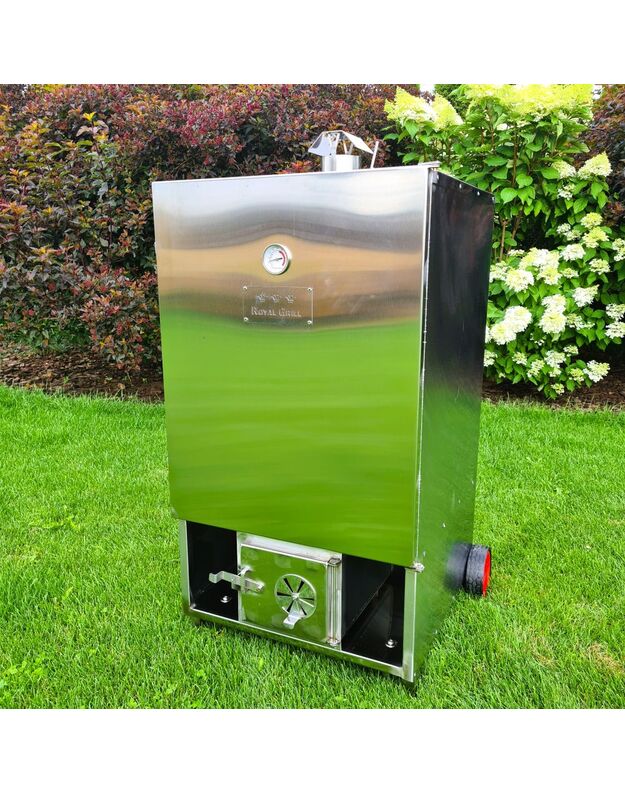 Rūkykla su ratukais ROYAL GRILL 200L INOX nerūd. plieno+DOVANOS 2