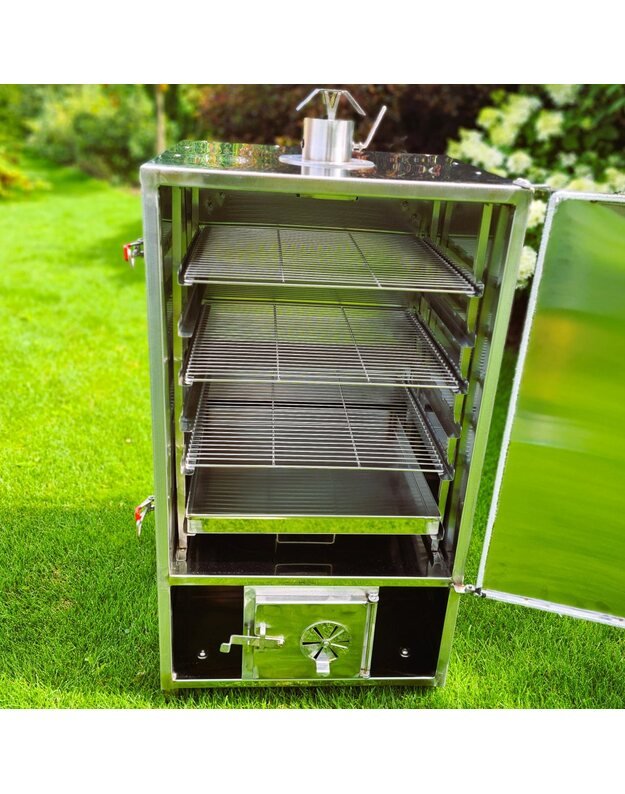 Rūkykla su ratukais ROYAL GRILL 200L INOX nerūd. plieno+DOVANOS 1