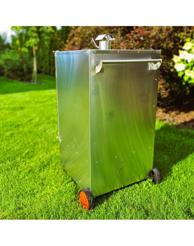 Rūkykla su ratukais ROYAL GRILL 200L INOX nerūd. plieno+DOVANOS 6