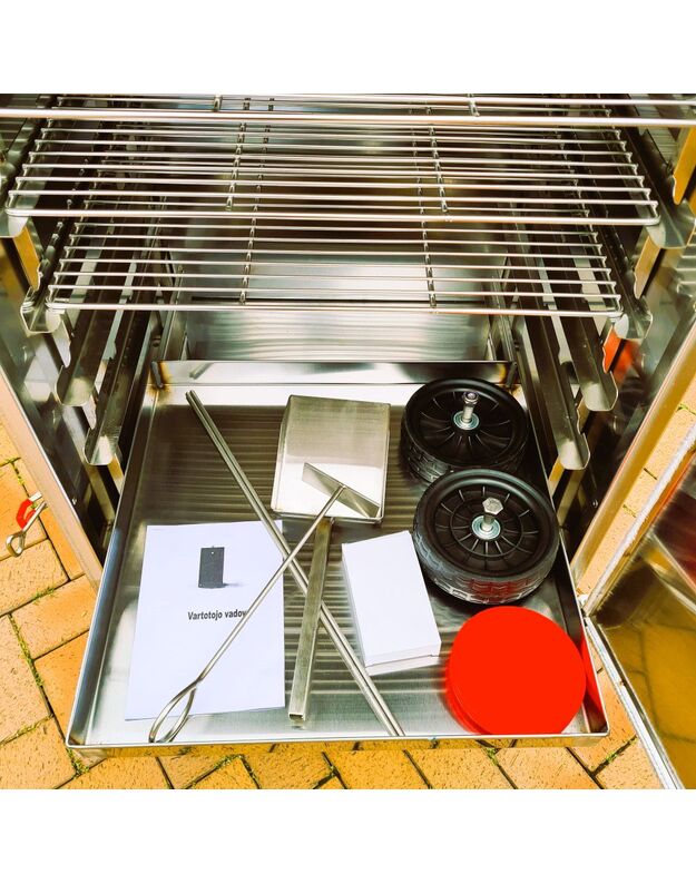 Rūkykla su ratukais ROYAL GRILL 200L INOX nerūd. plieno+DOVANOS 8