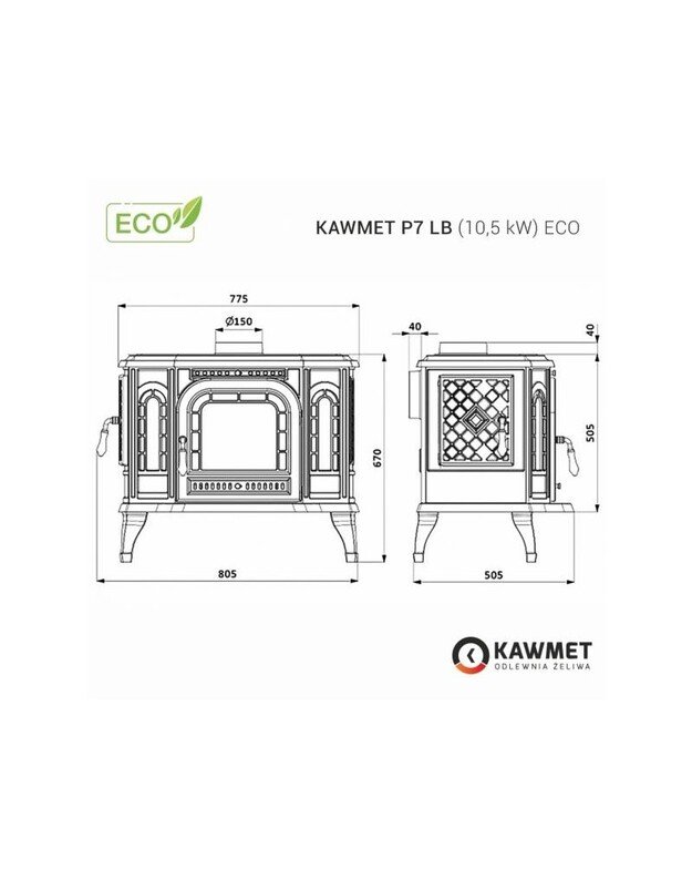 Ketaus krosnelė KAWMET P7 LB (10,5 kW) ECO 1