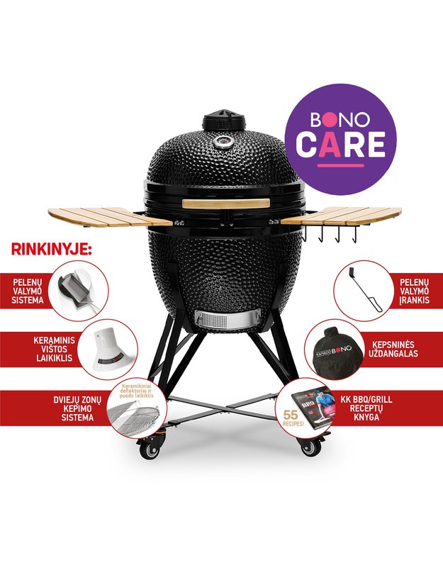 Kamado Bono GRANDE (juoda) 23"/ Ø59cm