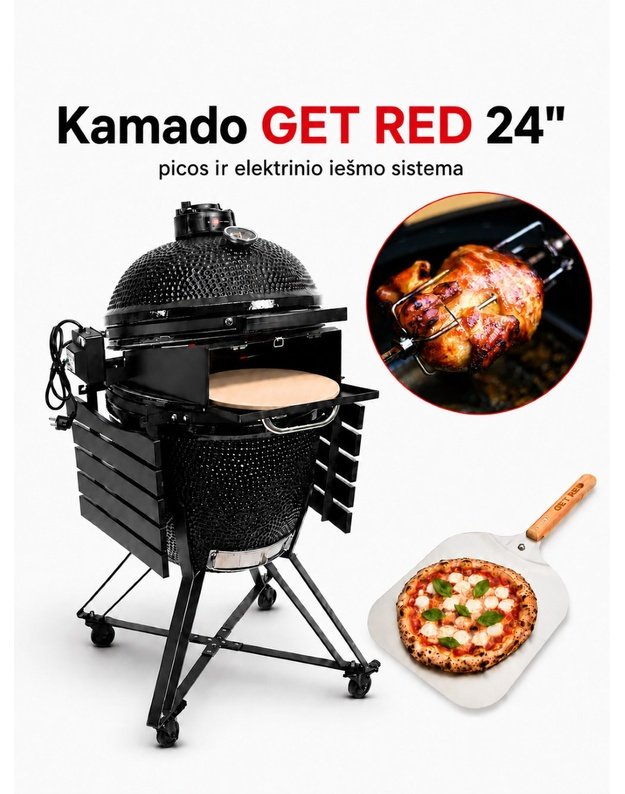 Picos ir elektrinio iešmo sistema Kamado GET RED 24` kepsninei