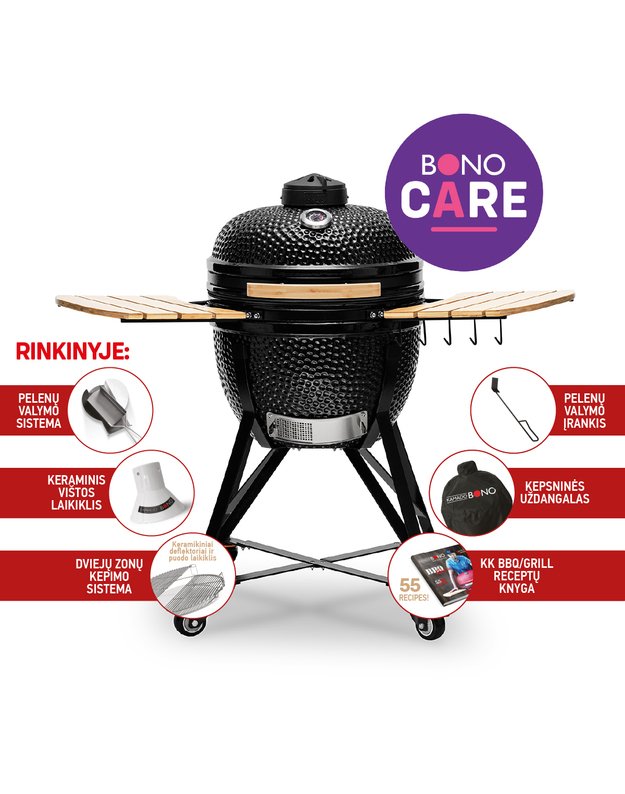 Kamado Bono MEDIA (juoda) 20"/ Ø52cm