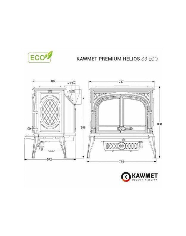 Ketaus krosnelė KAWMET Premium HELIOS S8 ECO