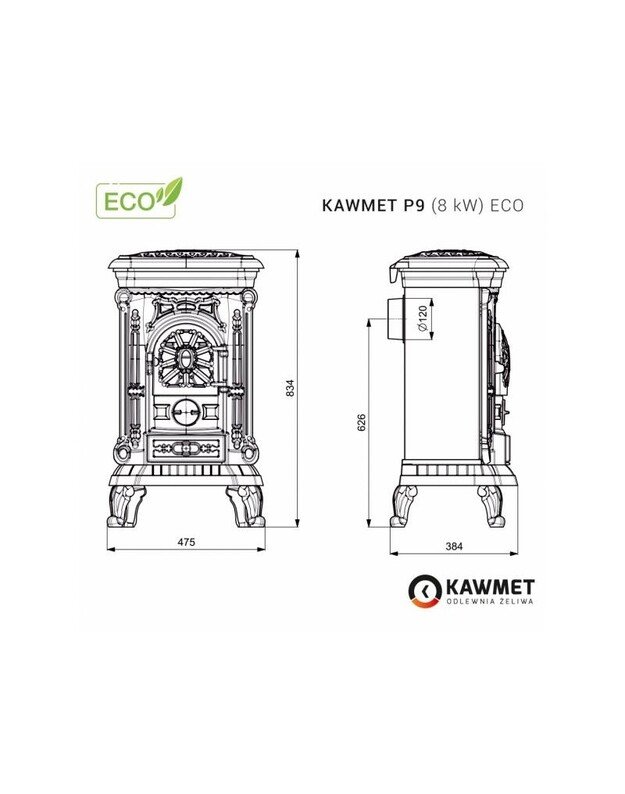 Ketaus krosnelė-viryklė KAWMET P9 (8 kW) ECO